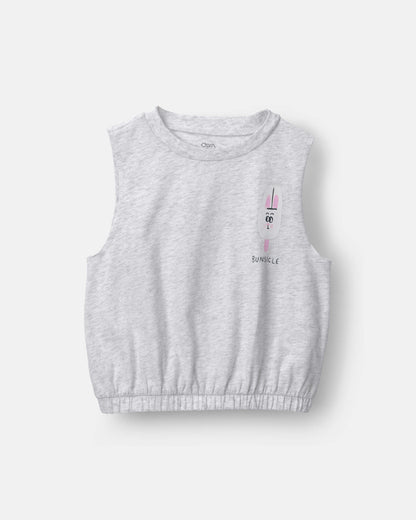 Toddler Girl 'Bunsicle' Elastic Waist Tank - Heather Grey