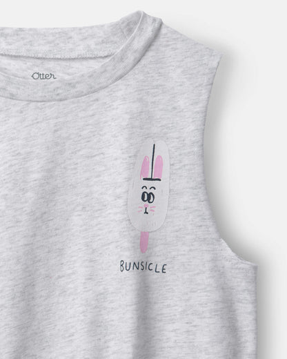 Toddler Girl 'Bunsicle' Elastic Waist Tank - Heather Grey
