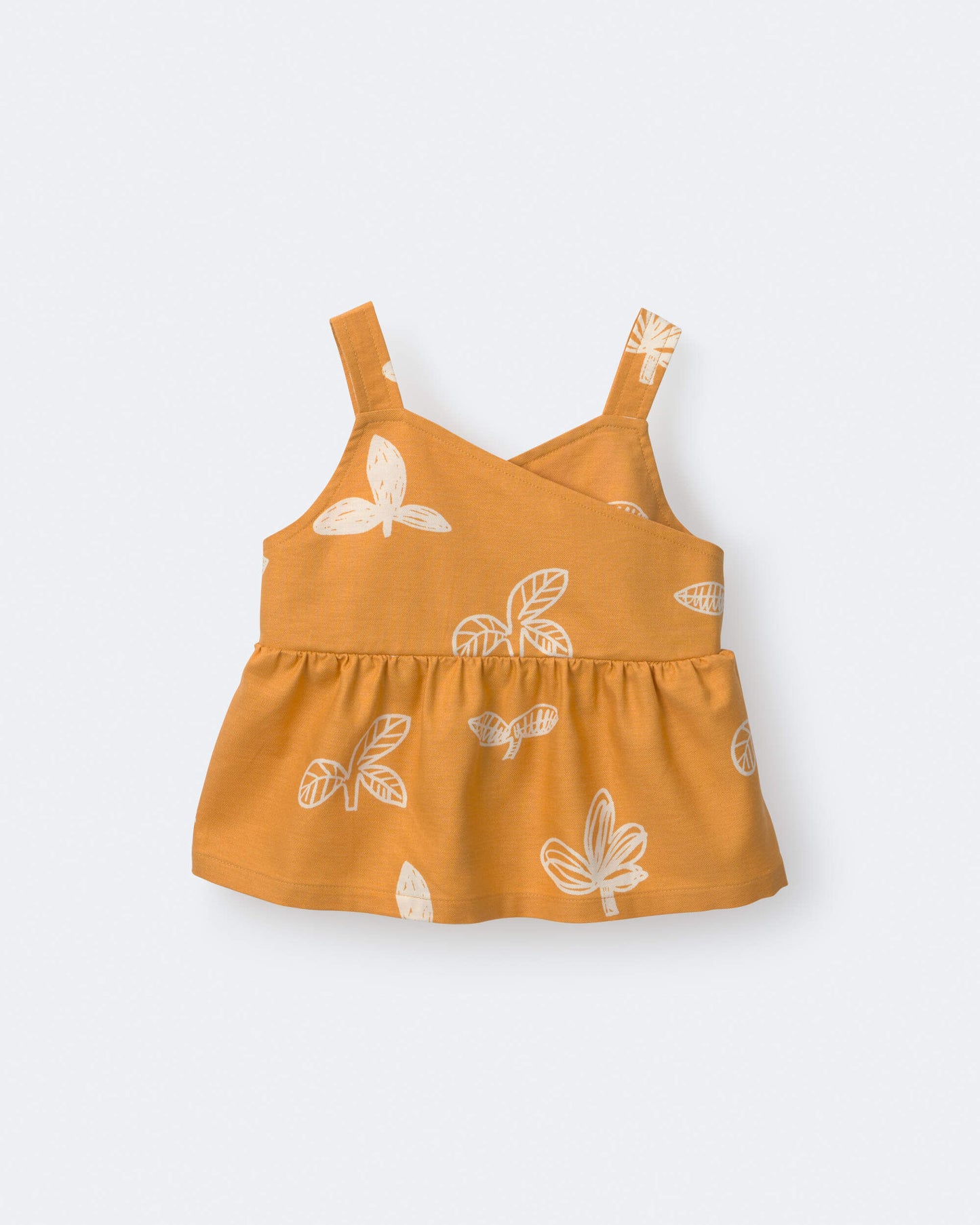 Toddler Girl Peplum Tank Top in Plant Print - Golden Yellow
