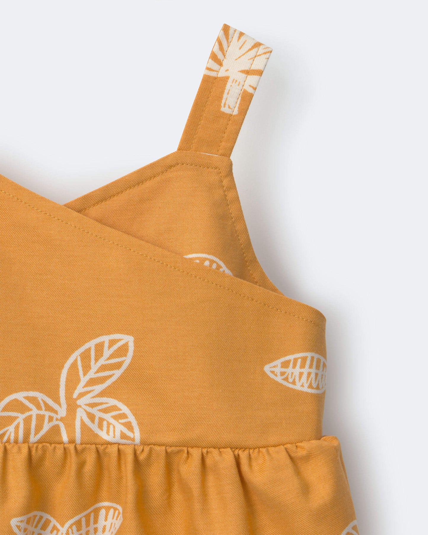 Toddler Girl Peplum Tank Top in Plant Print - Golden Yellow