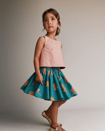 Toddler Girl Reversible Cross-Back Top in Floral Print - Hot Pink