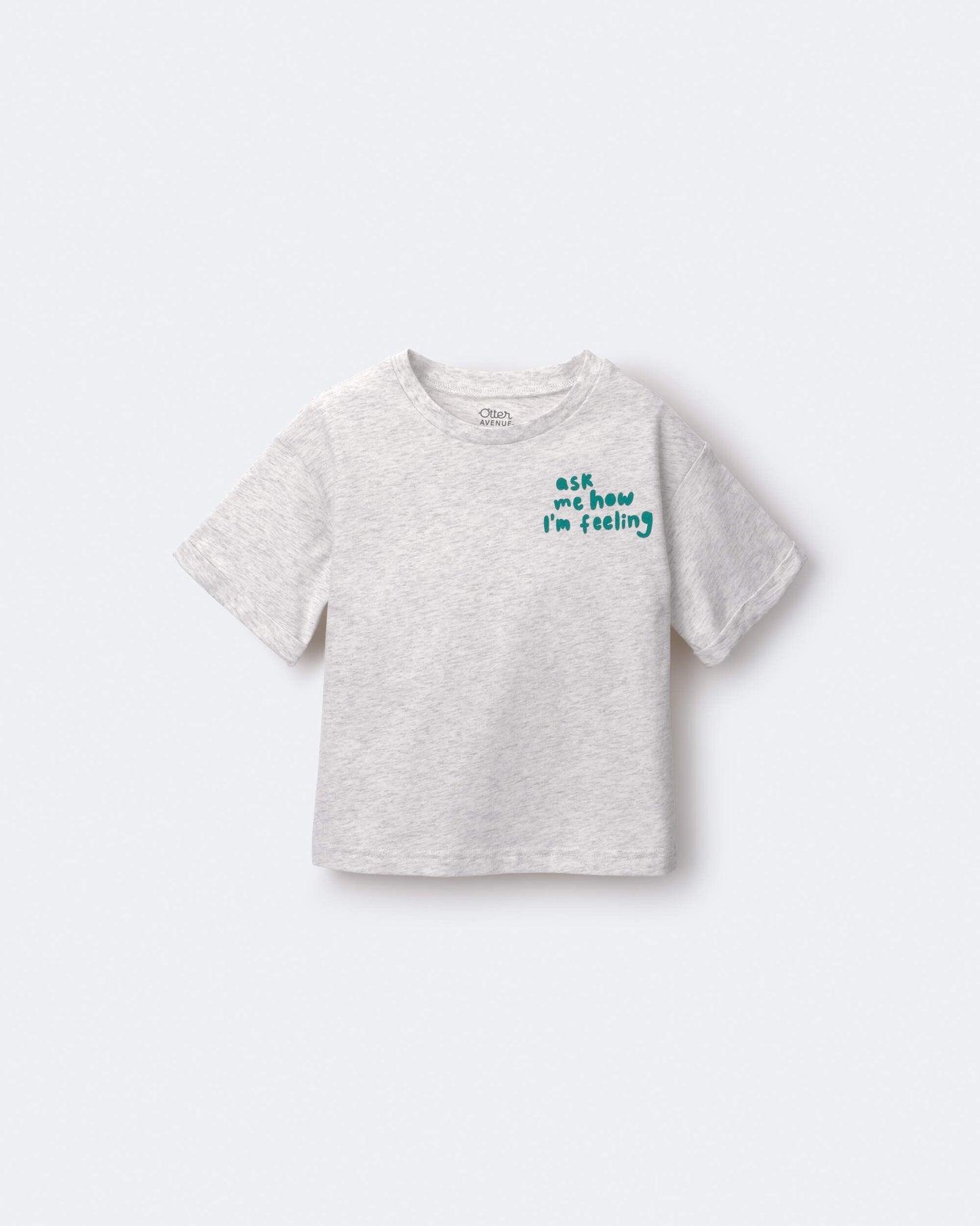 Toddler Girl 'Ask Me How I'm Feeling' Rolled Cuff Tee - Heather Grey