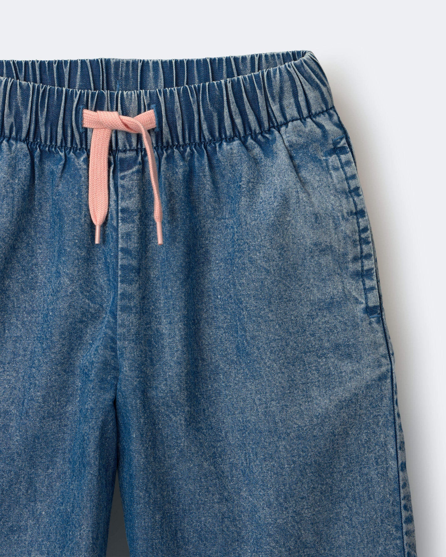 Toddler Girl Wide-Leg Cropped Pant in Chambray