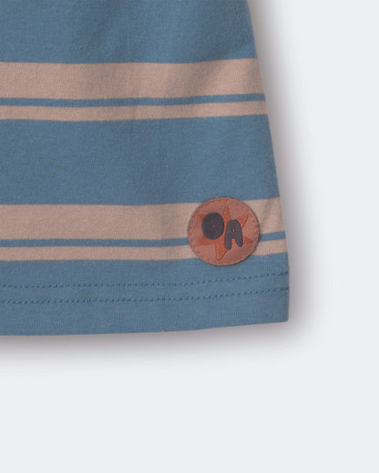 Toddler Relaxed Tee in Stripes - Slate Blue/Brown