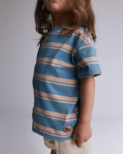 Toddler Relaxed Tee in Stripes - Slate Blue/Brown