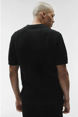 Coastline Knit Short Sleeve Polo - Black