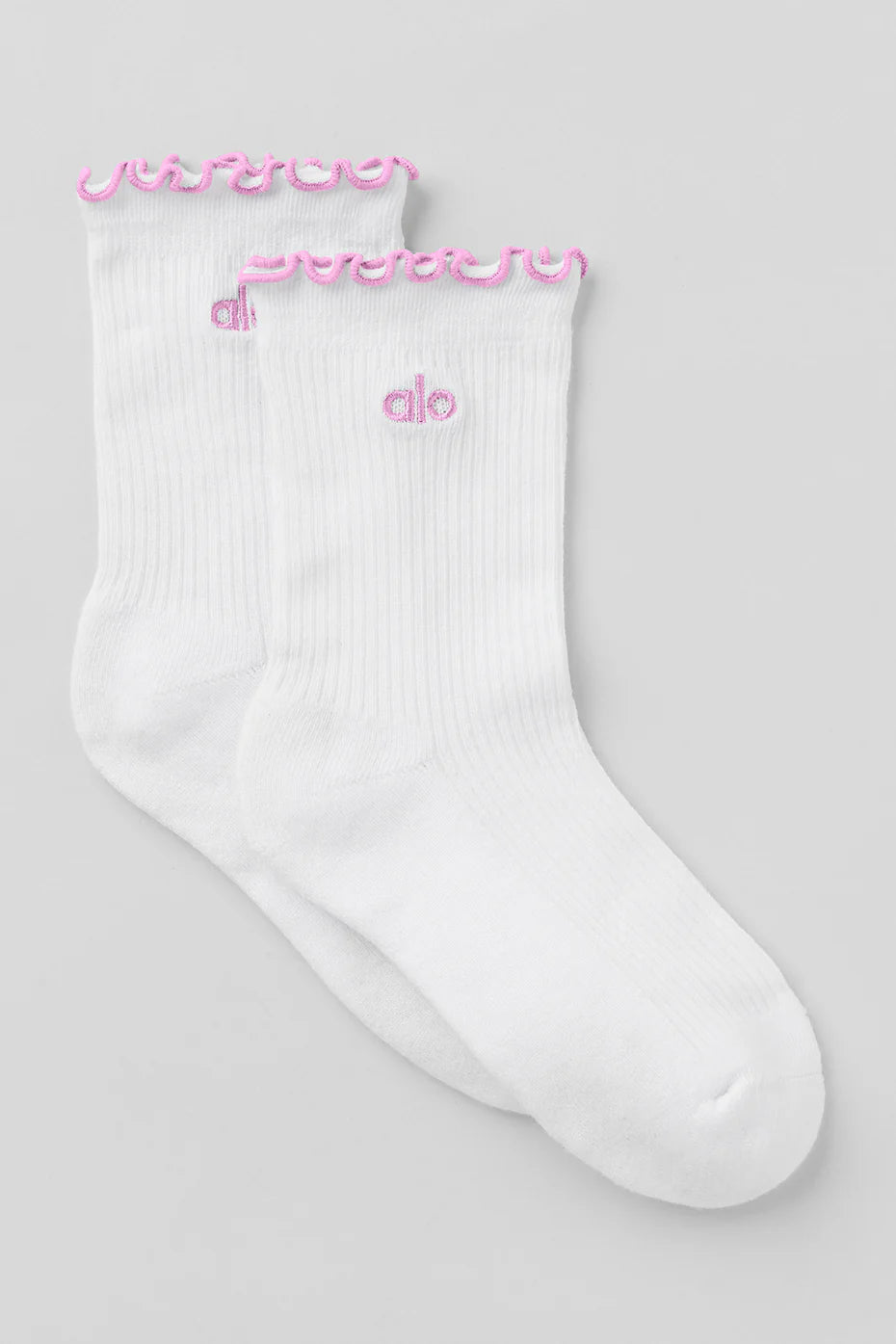 Women's Lettuce Edge Sock - White/Candy Heart Pink