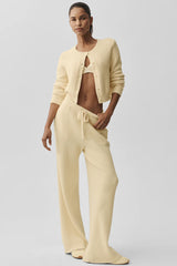 Snuggle Up Sweater High-Waist Wide Leg Pant - Candlelight Yellow