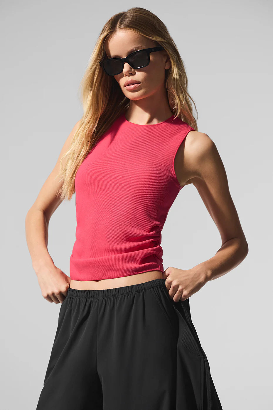 Ribbed En Pointe Tank - Candy Red