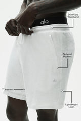 7" Linen Jersey Coastal Short - White