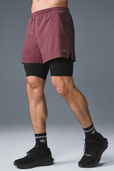 5" Revival 2-in-1 Short - Burgundy Truffle/Black
