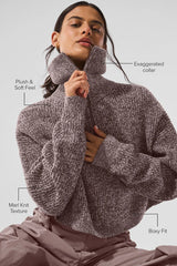 Marl Sweater 1/4 Zip Pullover - Mushroom Marl