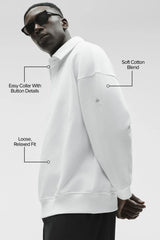 Take It Easy Long Sleeve Henley Pullover - White