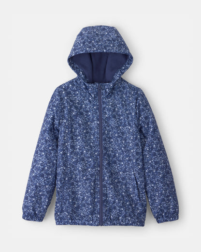 Girls Floral Midweight Jacket - Blue