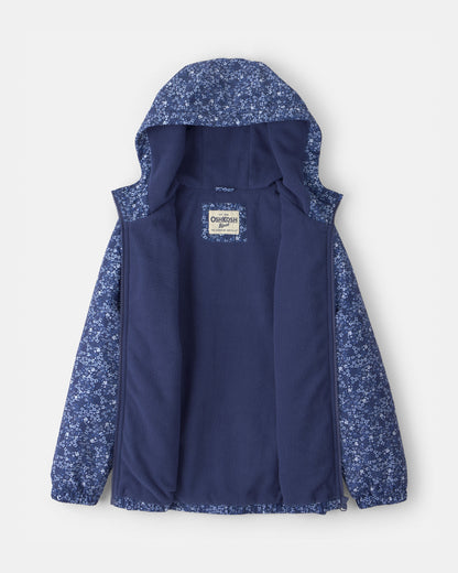Girls Floral Midweight Jacket - Blue