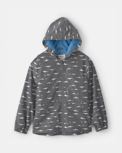 Boys Shark Raincoat - Grey