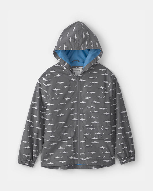 Boys Shark Raincoat - Grey
