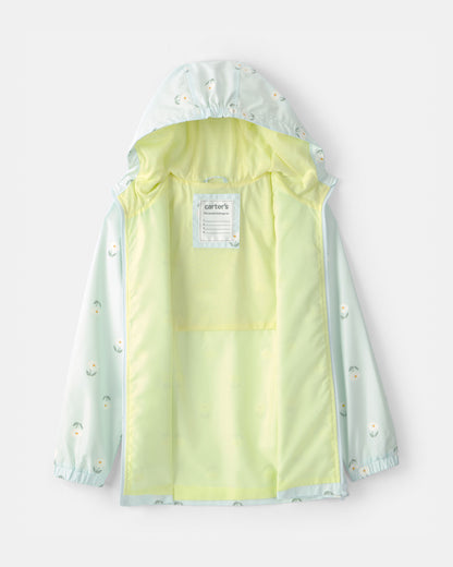 Girls Floral Raincoat - Blue
