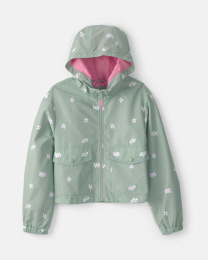 Girls Floral Windbreaker - Green