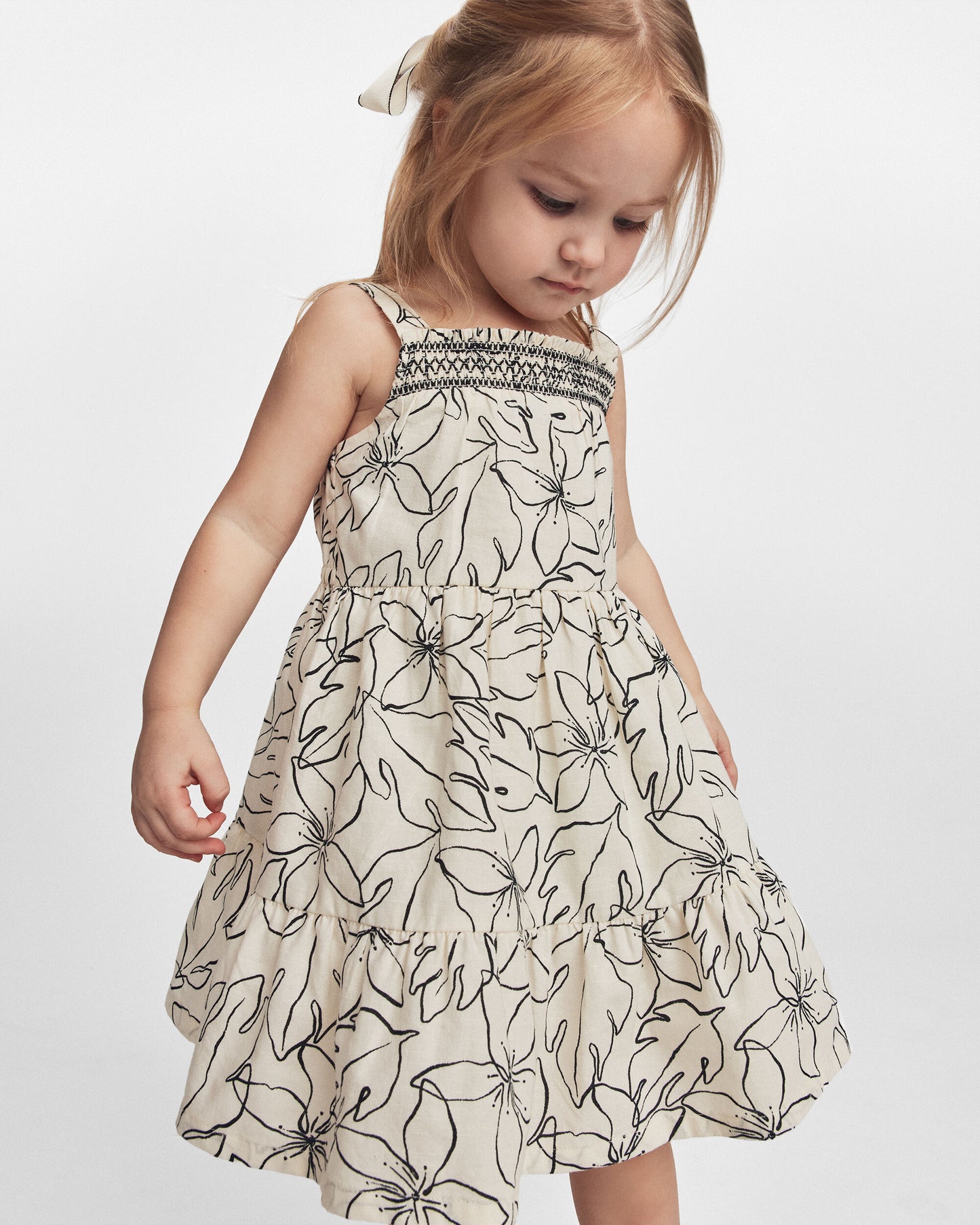 Toddler Girl Floral Sleeveless Dress - Black/Ivory