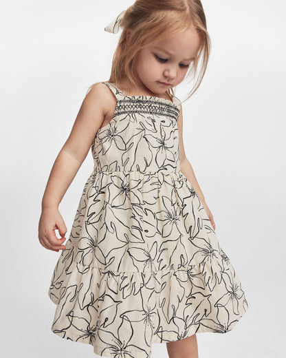 Toddler Girl Floral Sleeveless Dress - Black/Ivory