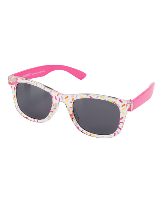Kid Confetti Print Wayfarer Sunglasses - Pink