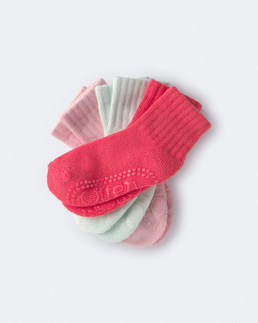 Toddler Girl 3-Pack No-Slip Ankle Socks - Pink/Blue