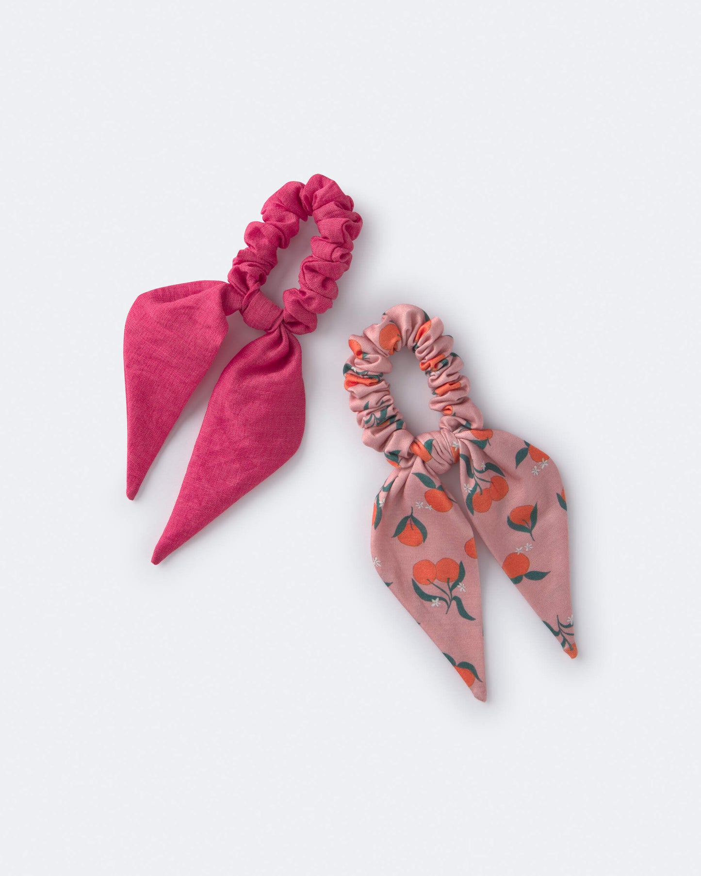 Toddler Girl 2-Pack Bow Scrunchies in Clementine Grove Print - Hot Pink/Rose