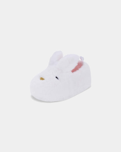 Girls Bunny Slippers - White
