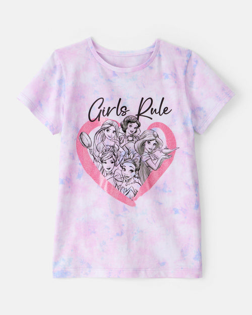 Girls Disney© Princess Girls Rule Tie-Dye Short-Sleeve Graphic Tee - Purple/Pink