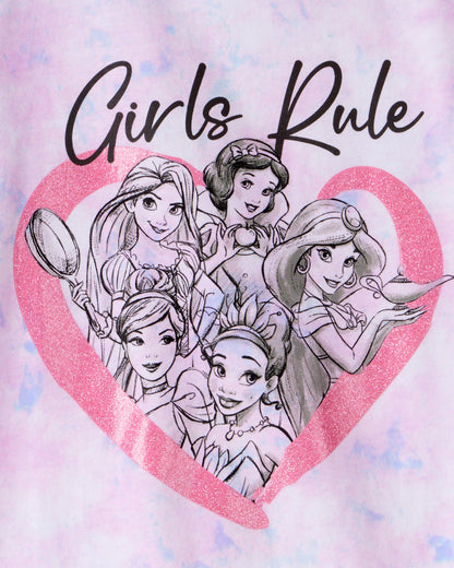 Girls Disney© Princess Girls Rule Tie-Dye Short-Sleeve Graphic Tee - Purple/Pink