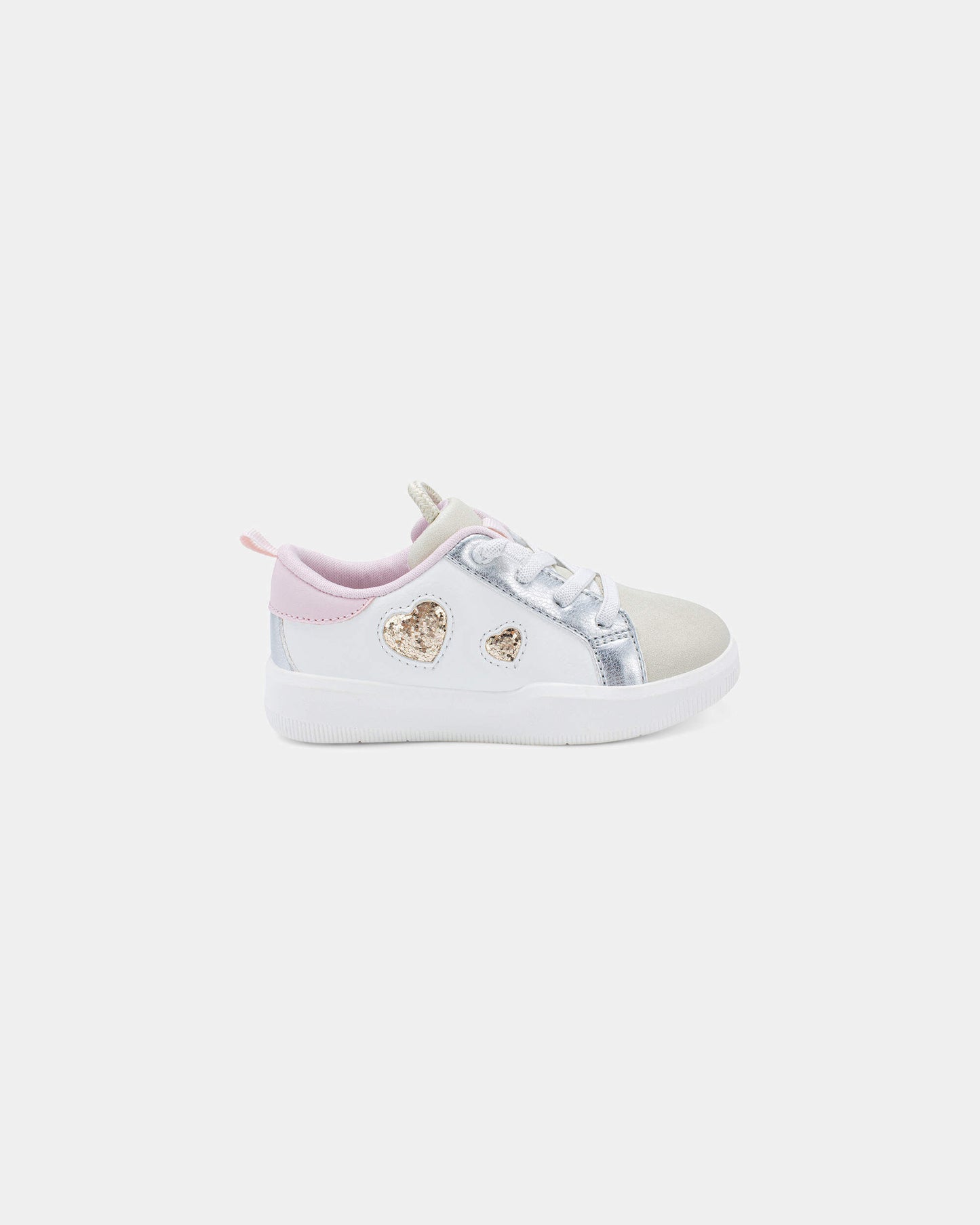 Toddler Girl Colorblock Metallic Heart Sneakers - White/Pink