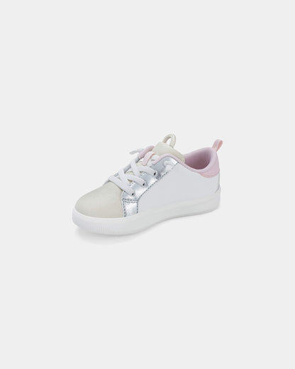 Toddler Girl Colorblock Metallic Heart Sneakers - White/Pink