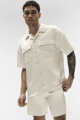 Satin Horizon Short Sleeve Button Up - Bone