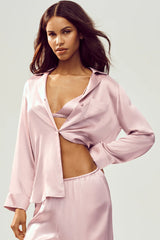 Silk Luminous Button Up - Pink Champagne