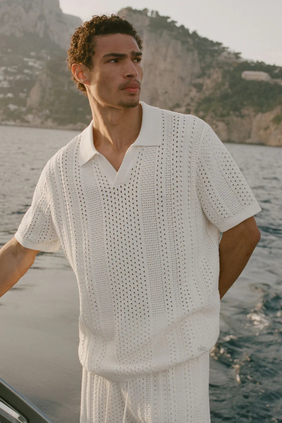 Coastline Knit Short Sleeve Polo - Ivory