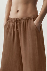Semi-Sheer Golden Hour High-Waist Straight Leg Pant - Sun Kissed Brown