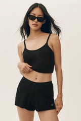 Silk Cashmere Mid-Rise Heatwave Short - Black
