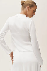 Silk Blend Radiance Long Sleeve Top - White
