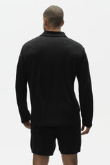 Linen Jersey Coastal Long Sleeve Pullover - Black