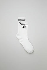 Women's Throwback Barre Sock - White/Black