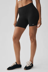 5" Airbrush High-Waist Biker Short - Black