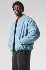 Faux Leather Premier Bomber - Celestial Blue