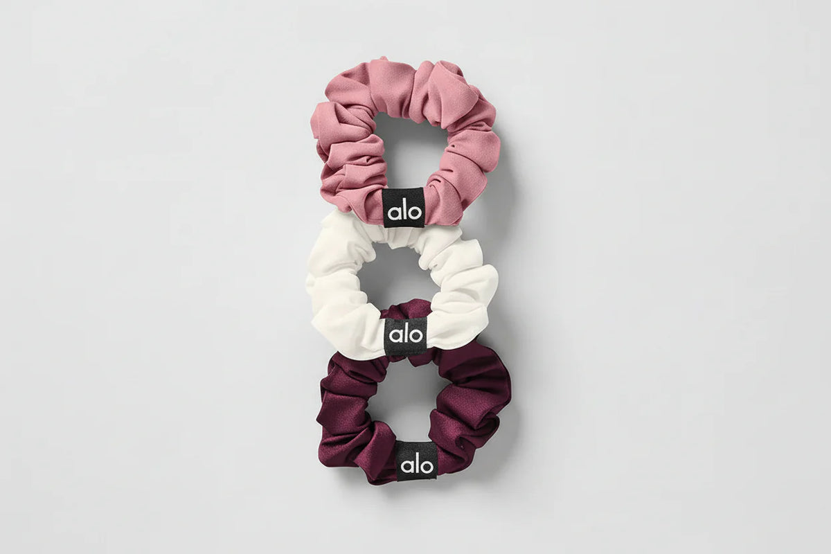 Fresh Mini Scrunchie (3-Pack) - Burgundy/Pink Wild Rose/Ivory