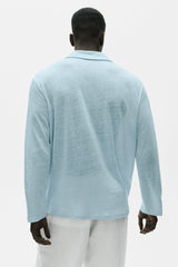 Linen Jersey Coastal Long Sleeve Pullover - Seaside Blue