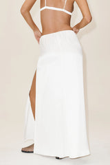 Silk Blend Low-Rise Radiance Long Skirt - White