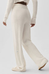 Wool Cashmere High-Waist New Class Wide Leg Pant - Ivory