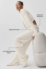 Wool Cashmere High-Waist New Class Wide Leg Pant - Ivory